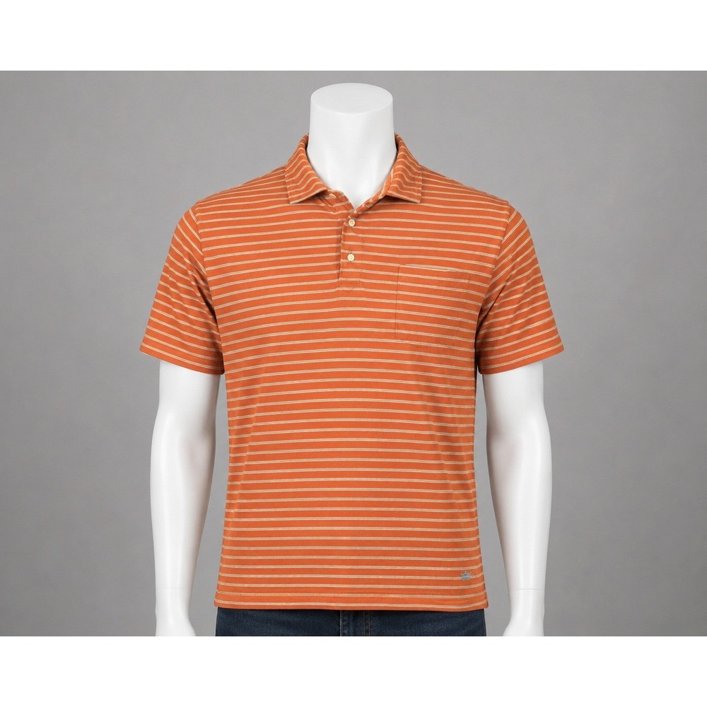 Peter Millar Orange Striped Polo Shirt Mens Large Mountainside Collection